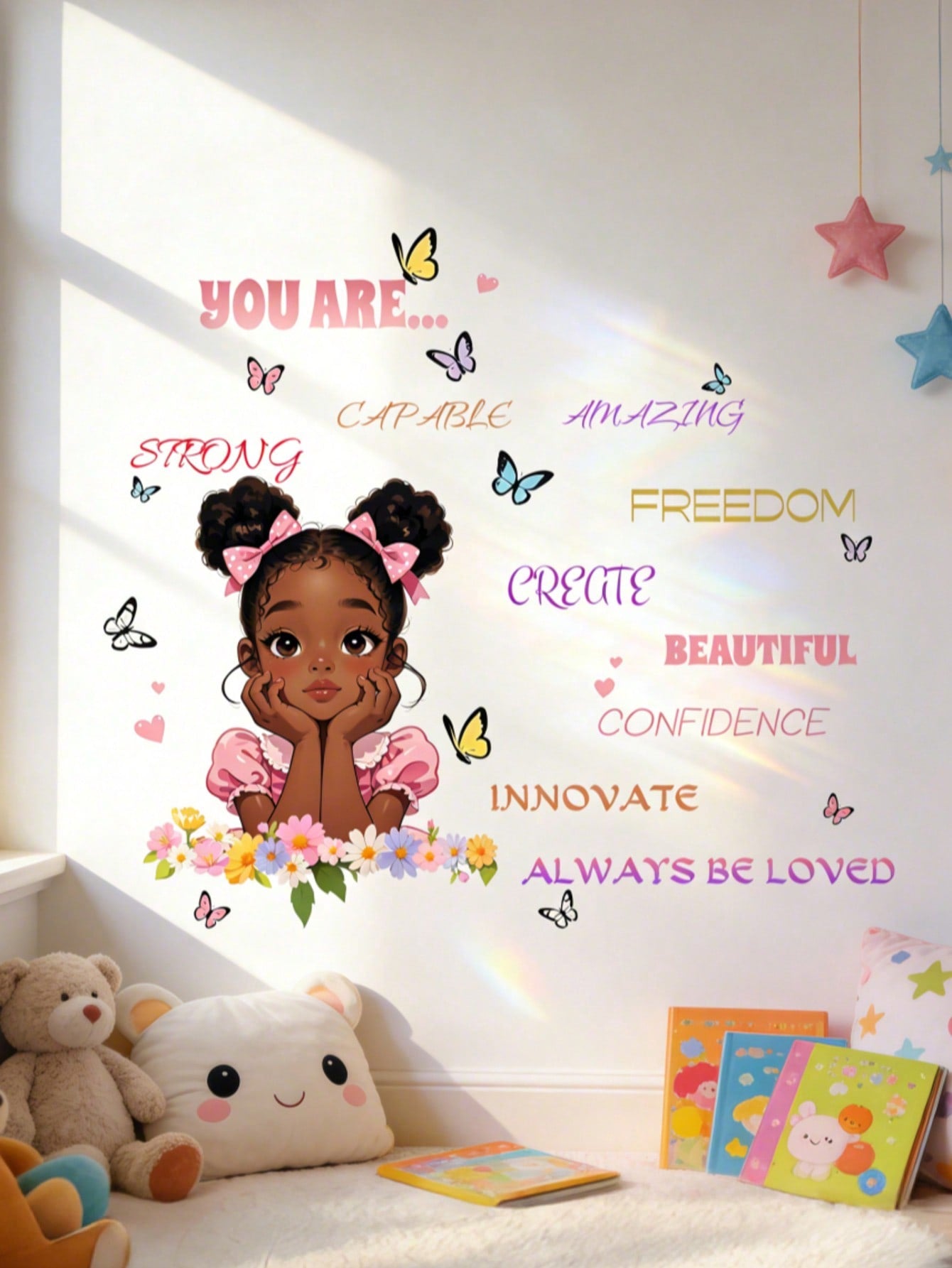 Motivational English Butterfly Wall Stickers For Girls Self-Adhesive Room Decorations For Living Room And Bedroom