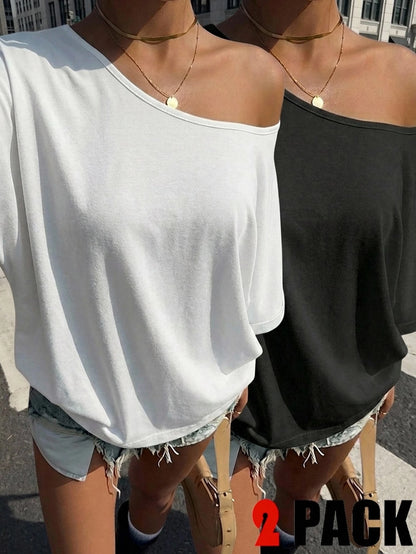 Muchica 2PCS Plus Size T-Shirts