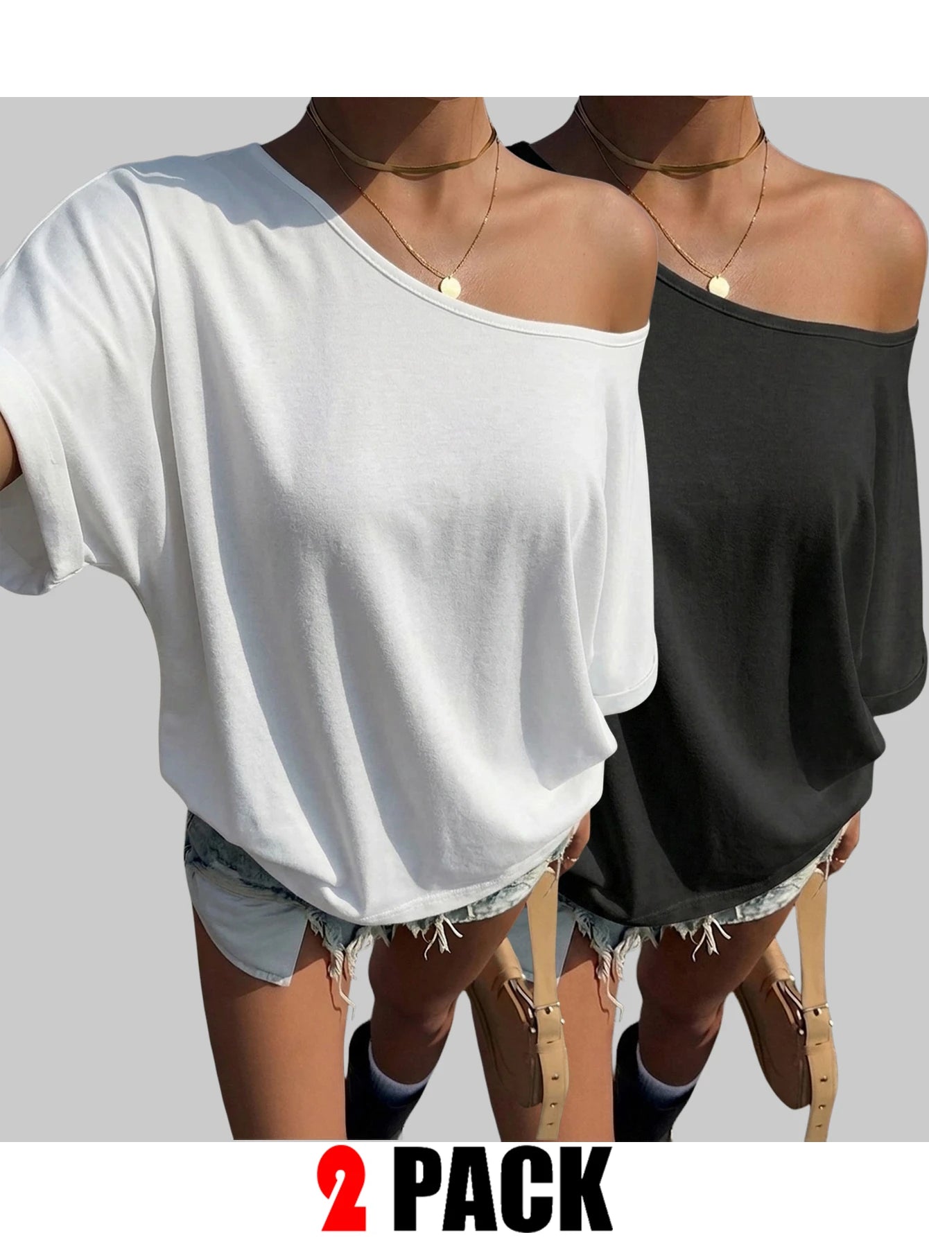 Muchica 2PCS Plus Size T-Shirts