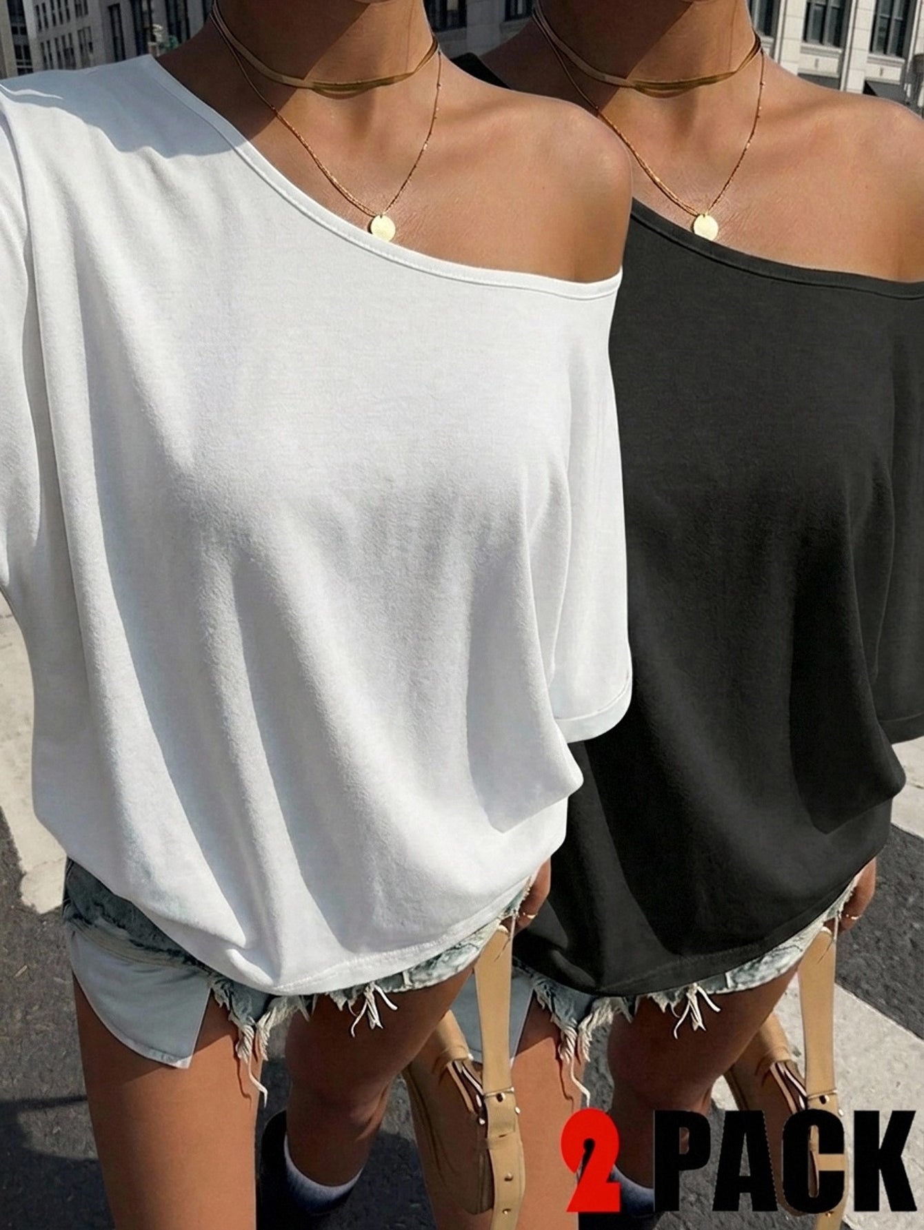 Muchica 2PCS Plus Size T-Shirts