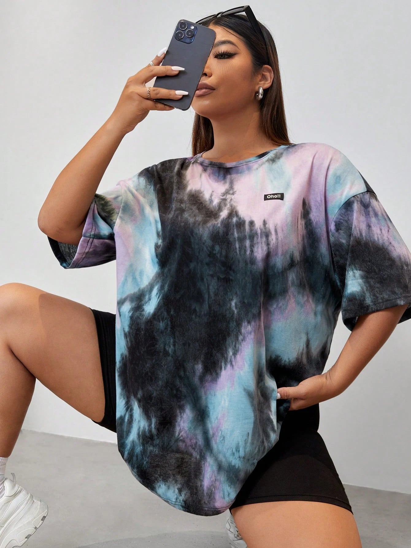 Muchica Plus Size Casual Streetwear Minimalist Round Neck Short Sleeve T-Shirt, Suitable For Summer Holiday Hot Pink