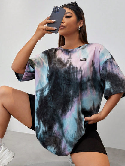 Muchica Plus Size Casual Streetwear Minimalist Round Neck Short Sleeve T-Shirt, Suitable For Summer Holiday Hot Pink