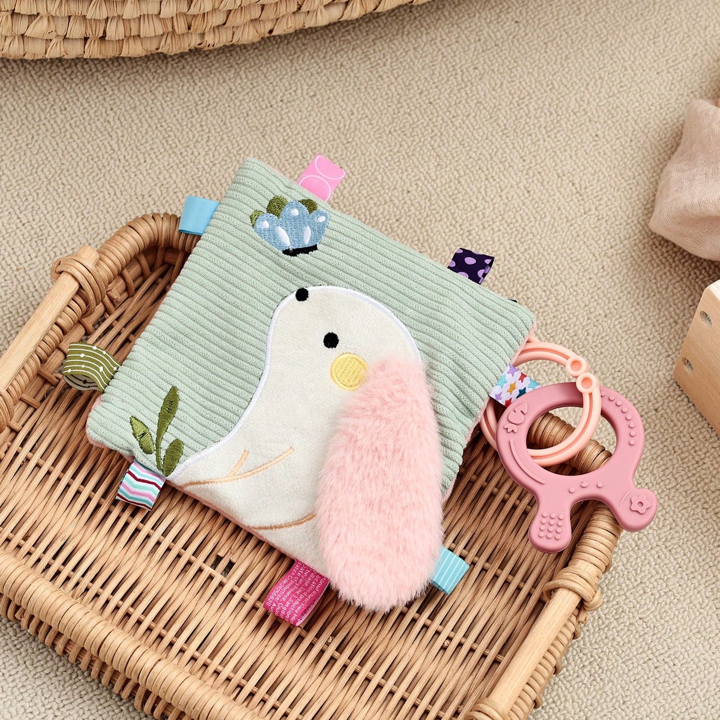 Multifunctional Baby Comfort Blanket, Plush Rabbit Touch Comfort Toy, Color Recognition And Animal Cognition Early Education Cloth Book, Educational Baby Hand-Eye Coordination Toy, Christmas Halloween