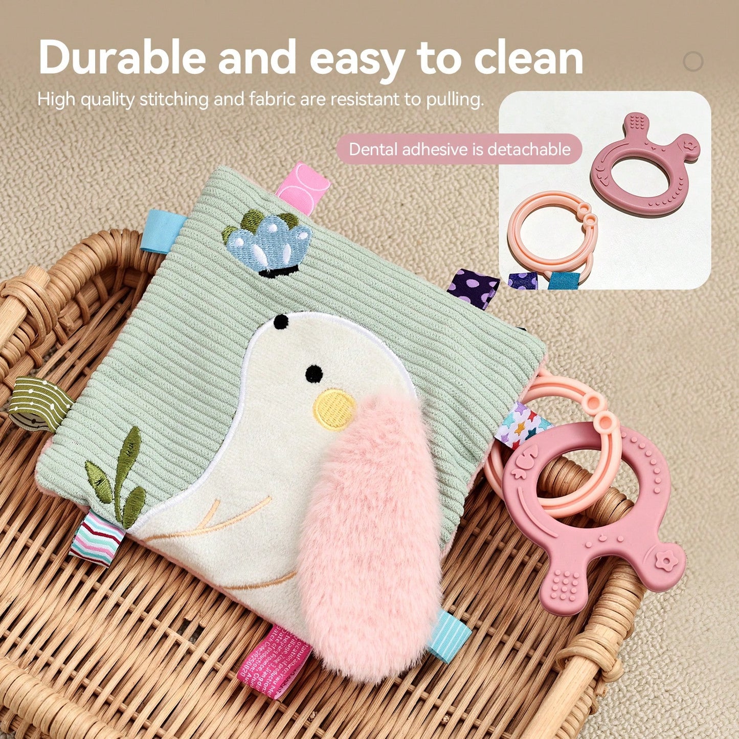 Multifunctional Baby Comfort Blanket, Plush Rabbit Touch Comfort Toy, Color Recognition And Animal Cognition Early Education Cloth Book, Educational Baby Hand-Eye Coordination Toy, Christmas Halloween