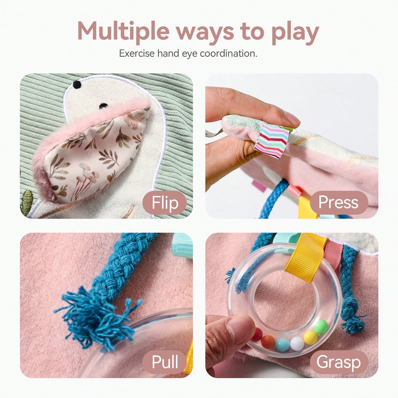 Multifunctional Baby Comfort Blanket, Plush Rabbit Touch Comfort Toy, Color Recognition And Animal Cognition Early Education Cloth Book, Educational Baby Hand-Eye Coordination Toy, Christmas Halloween
