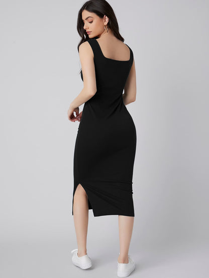 Mulvari Square Neck Split Side Dress