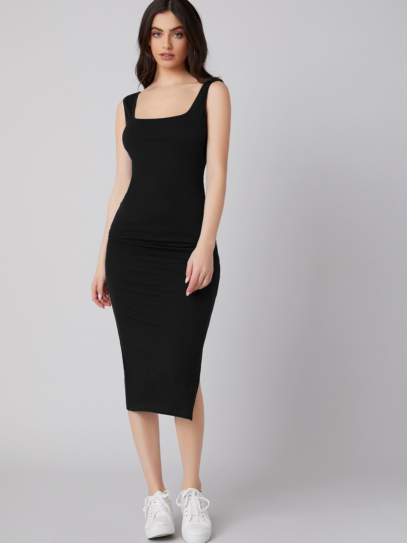 Mulvari Square Neck Split Side Dress