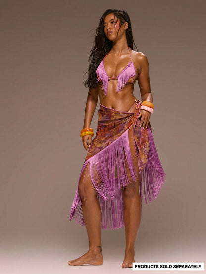 Musera Resort Chiffon Tie Side Fringe Sarong Beachwear Girly Spring Summer Vacation Night Out Cute Occassion Golden Sands
