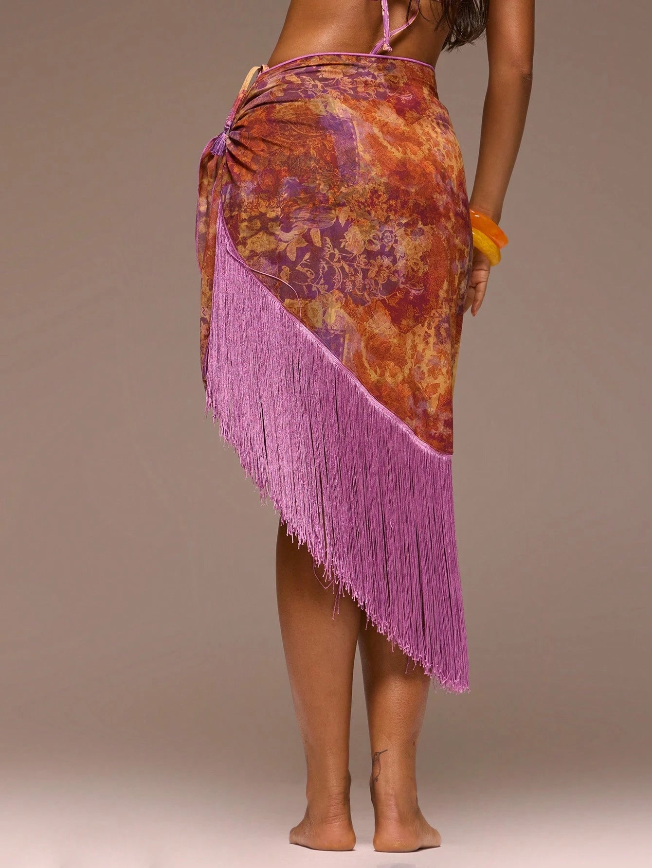 Musera Resort Chiffon Tie Side Fringe Sarong Beachwear Girly Spring Summer Vacation Night Out Cute Occassion Golden Sands