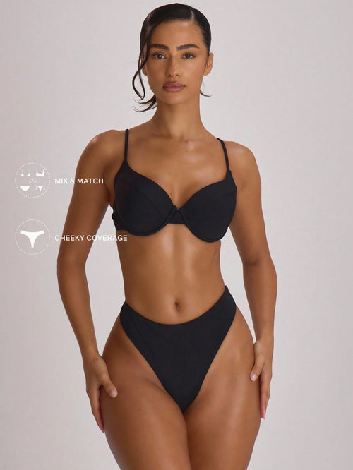 Musera Resort High Fit Coverage Cheeky Bikini Bottoms Swim Vacation Holiday Summer Travel Beachwear Basics Solid Colour Swimwear Resort Core