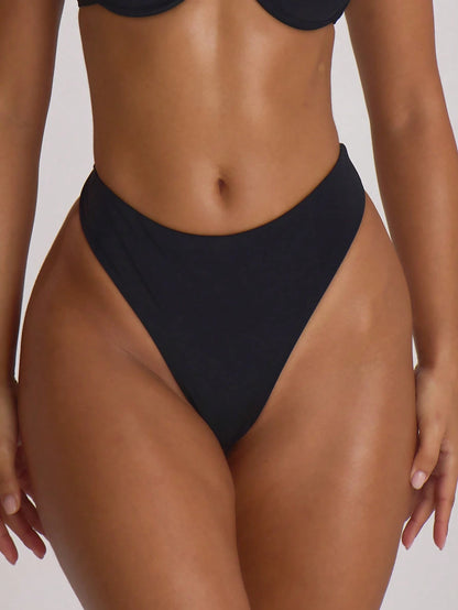 Musera Resort High Fit Coverage Cheeky Bikini Bottoms Swim Vacation Holiday Summer Travel Beachwear Basics Solid Colour Swimwear Resort Core