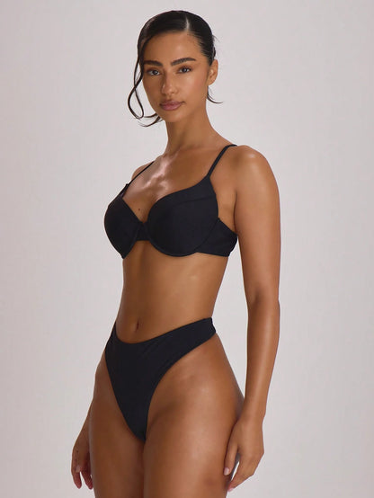 Musera Resort High Fit Coverage Cheeky Bikini Bottoms Swim Vacation Holiday Summer Travel Beachwear Basics Solid Colour Swimwear Resort Core