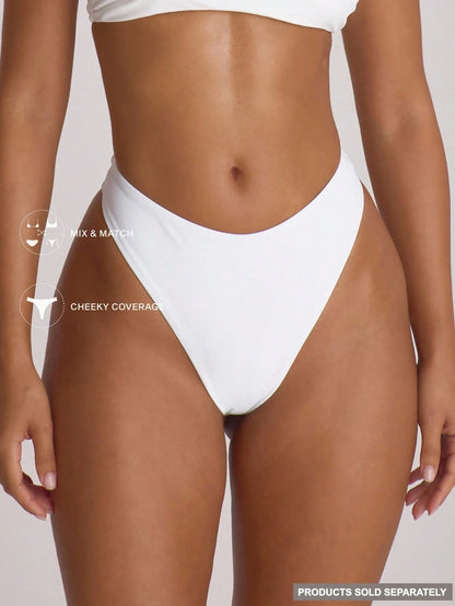 Musera Resort High Fit Coverage Cheeky Bikini Bottoms Swim Vacation Holiday Summer Travel Beachwear Basics Solid Colour Swimwear Resort Core