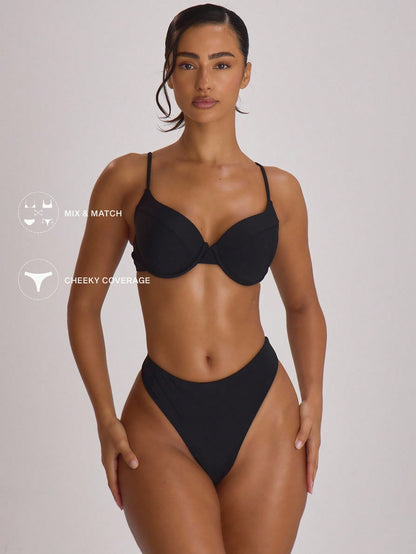 Musera Resort High Fit Coverage Cheeky Bikini Bottoms Swim Vacation Holiday Summer Travel Beachwear Basics Solid Colour Swimwear Resort Core