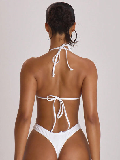Musera Resort High Leg Dipped Front Thong Bikini Bottoms Swim Vacation Holiday Summer Travel Beachwear Basics Hen Do Wedding Bridal Bachelorette Resort Core