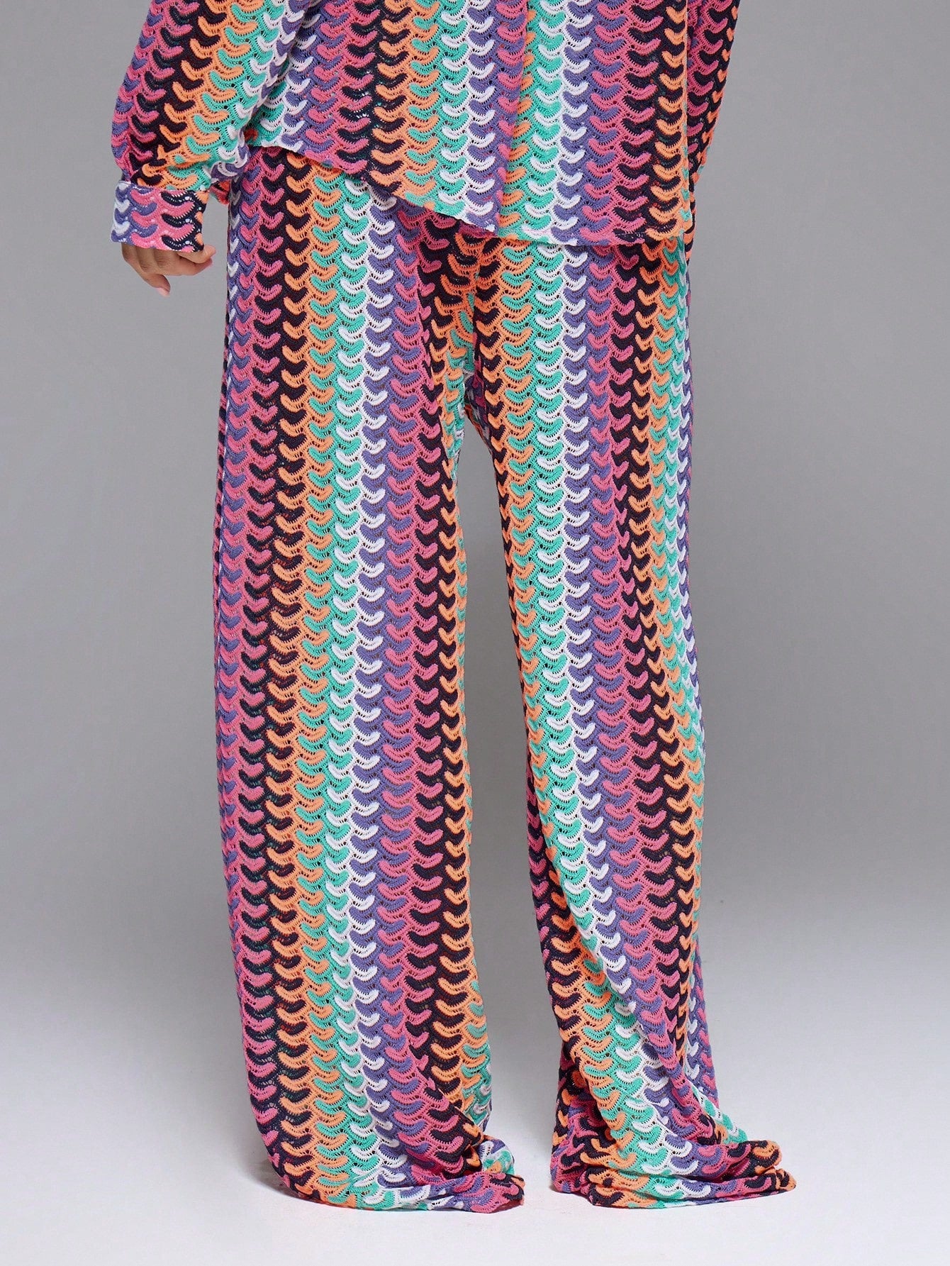 Musera Resort High Rise Tie Waist Patterned Cover Up Trousers Boho Ibiza Cute Sexy Vacation Summer Beach Swimwear Boho Holiday Stripe Fall Spring