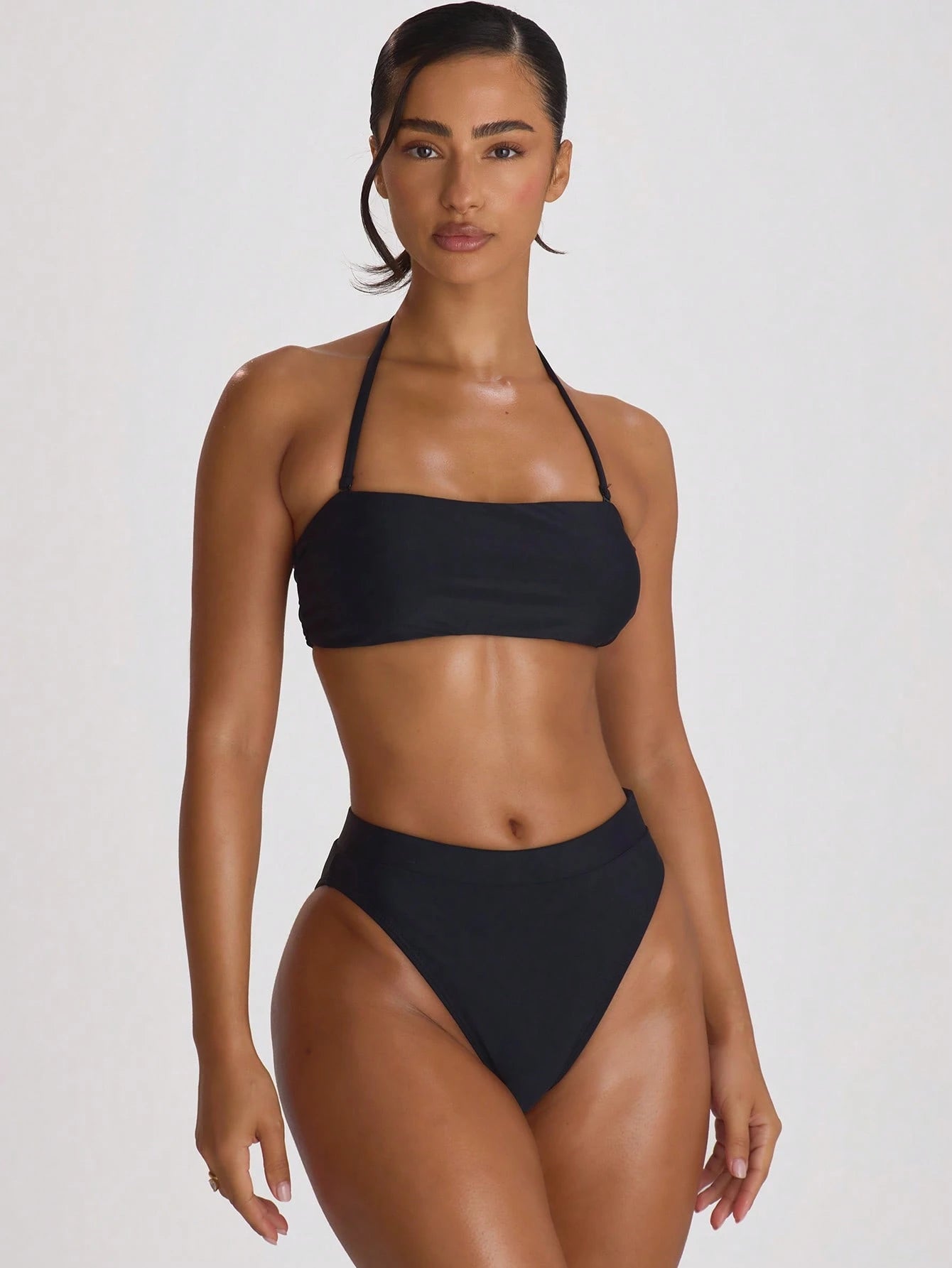 Musera Resort High Waist High Leg Cheeky Bikini Bottoms Swim Vacation Holiday Summer Travel Beachwear Basics Solid Colour Swimwear Resort Core