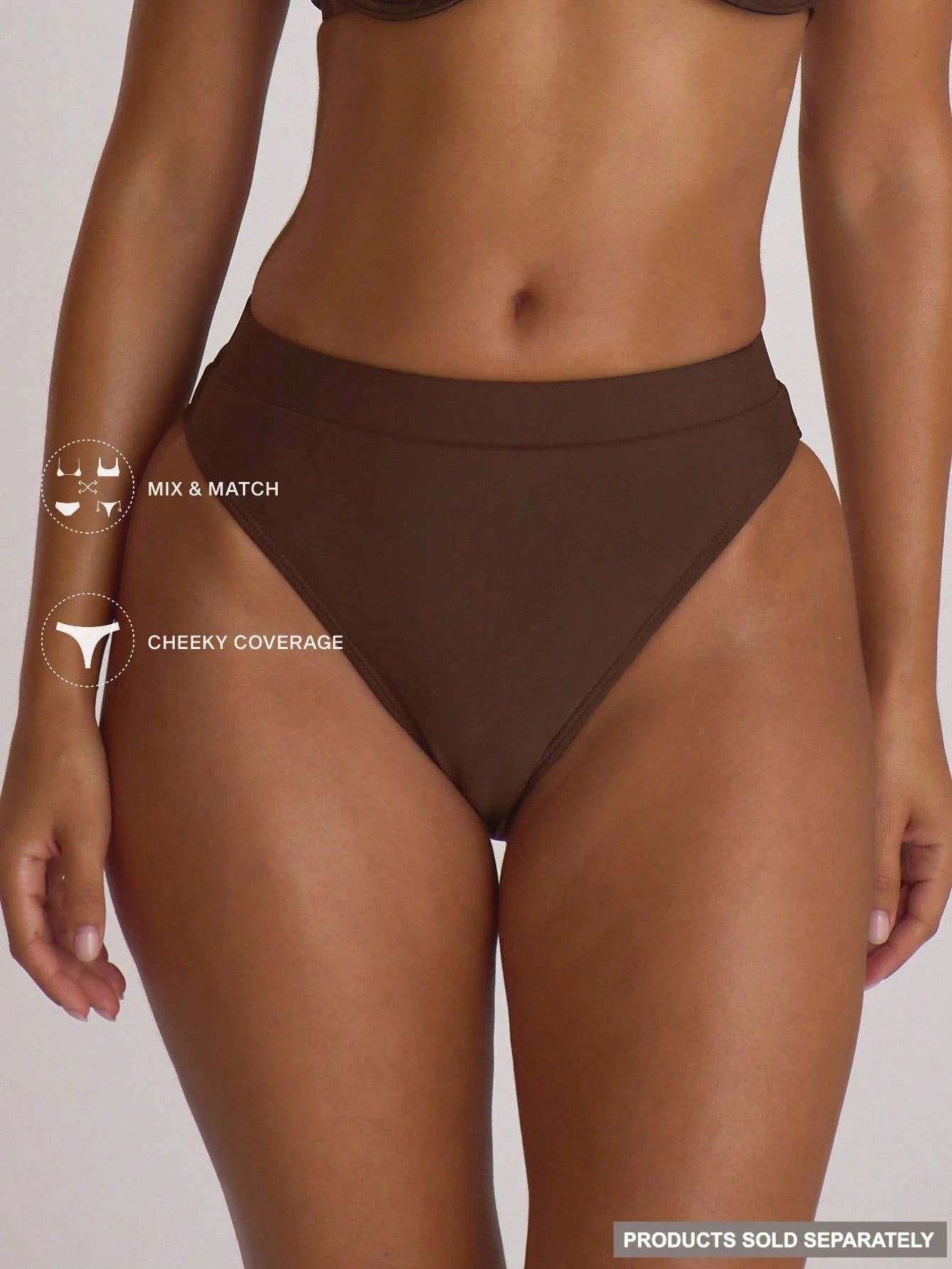 Musera Resort High Waist High Leg Cheeky Bikini Bottoms Swim Vacation Holiday Summer Travel Beachwear Basics Solid Colour Swimwear Resort Core