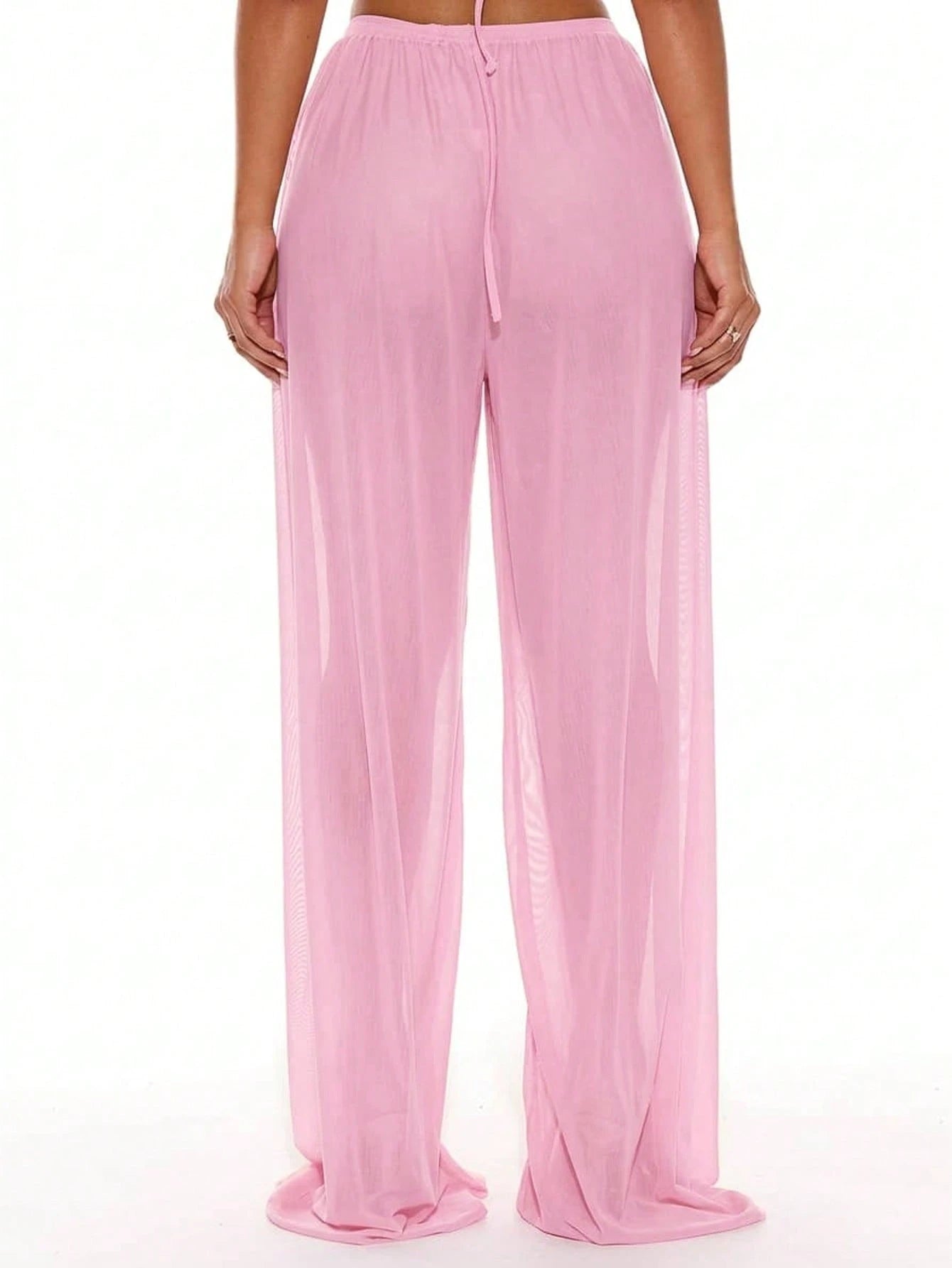 Musera Resort Low Rise Drawstring Front Wide Leg Trousers Cover Up Summer Spring Holiday Vacation Sexy Club Ibiza Beachwear Nanoscopic Techno Winter