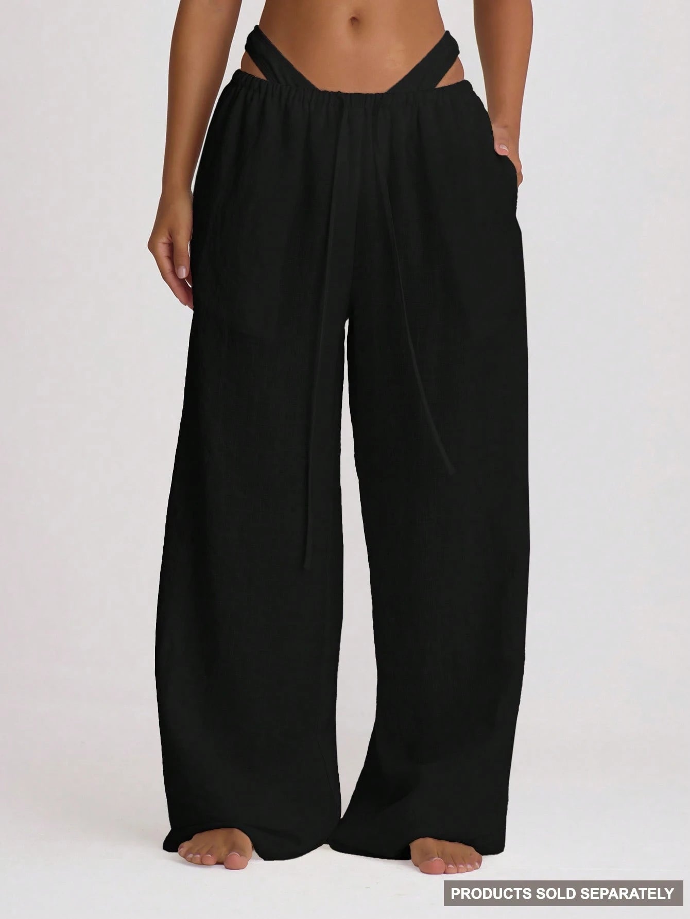 Musera Resort Premium Drawstring Wide Leg Linen Trousers Cover Up Swim Vacation Holiday Summer Travel Beachwear
