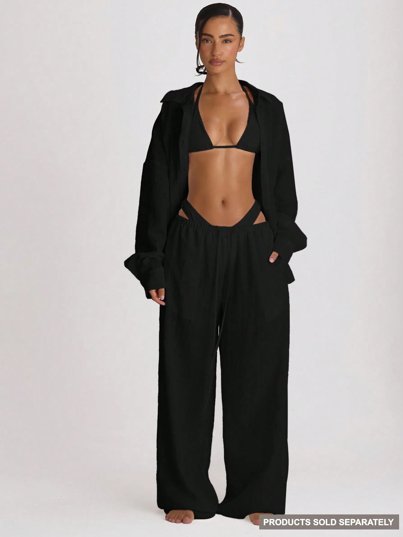 Musera Resort Premium Drawstring Wide Leg Linen Trousers Cover Up Swim Vacation Holiday Summer Travel Beachwear