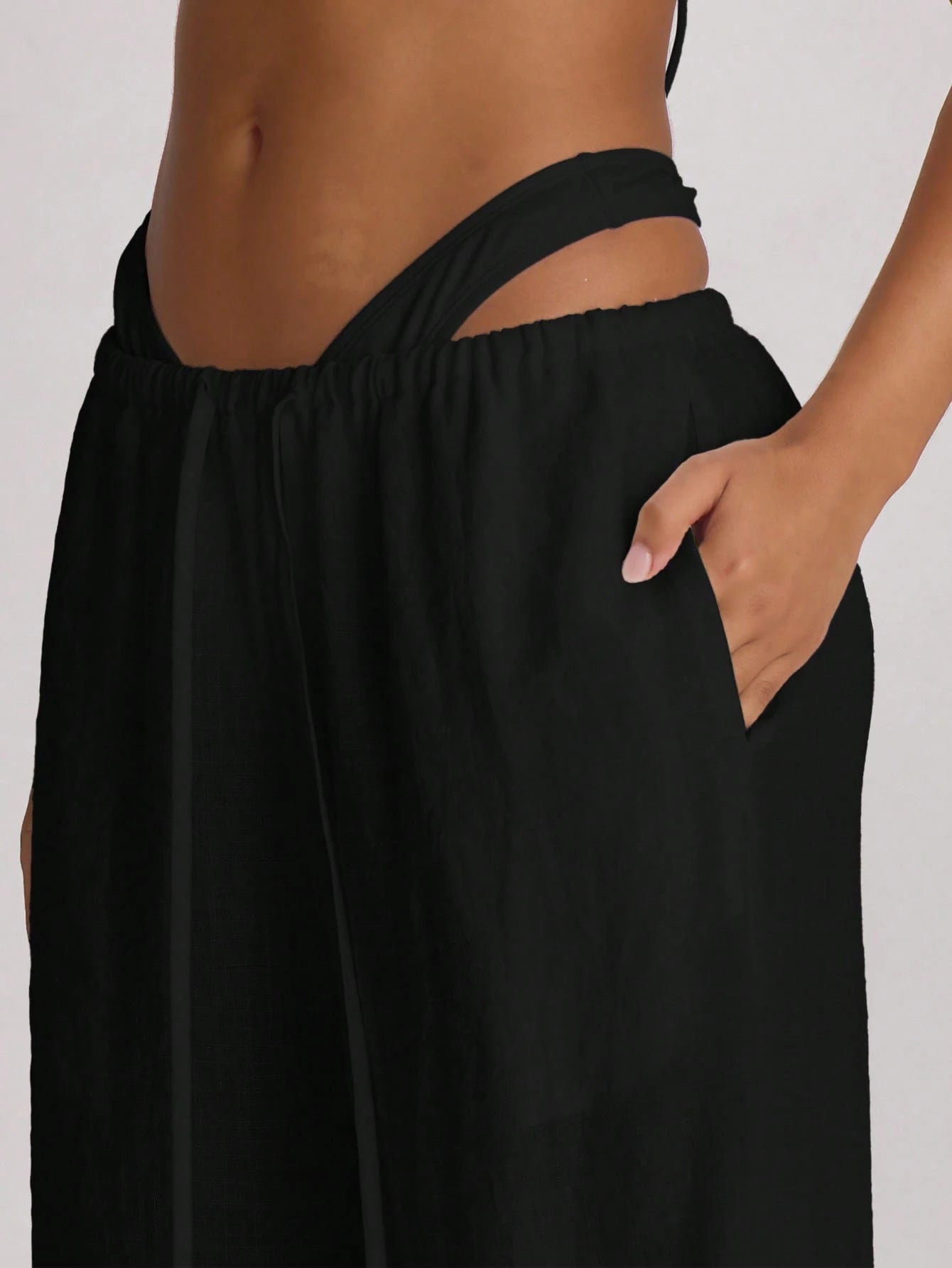 Musera Resort Premium Drawstring Wide Leg Linen Trousers Cover Up Swim Vacation Holiday Summer Travel Beachwear
