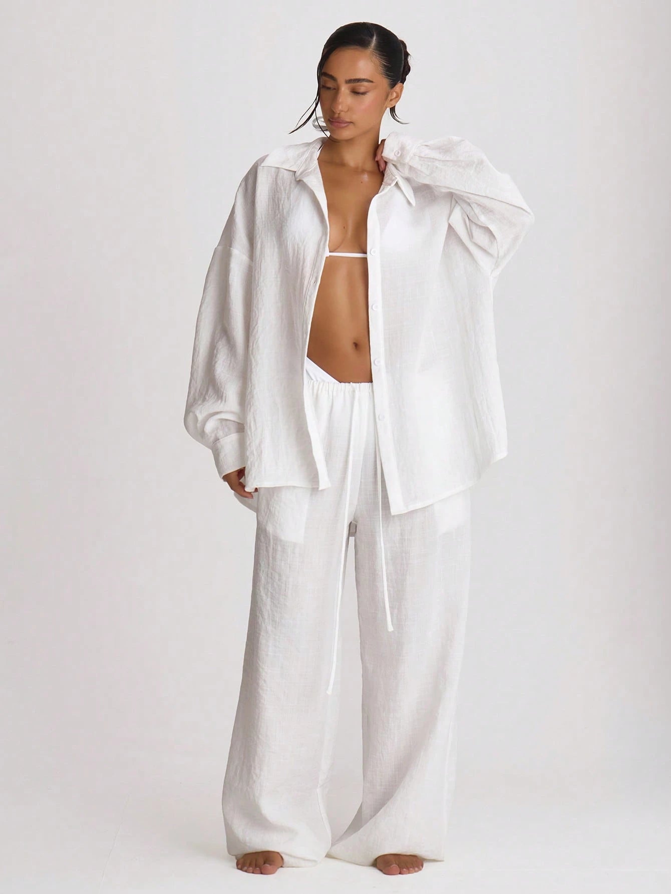 Musera Resort Premium Oversized Linen Shirt Cover Up Swim Vacation Holiday Summer Travel Beachwear