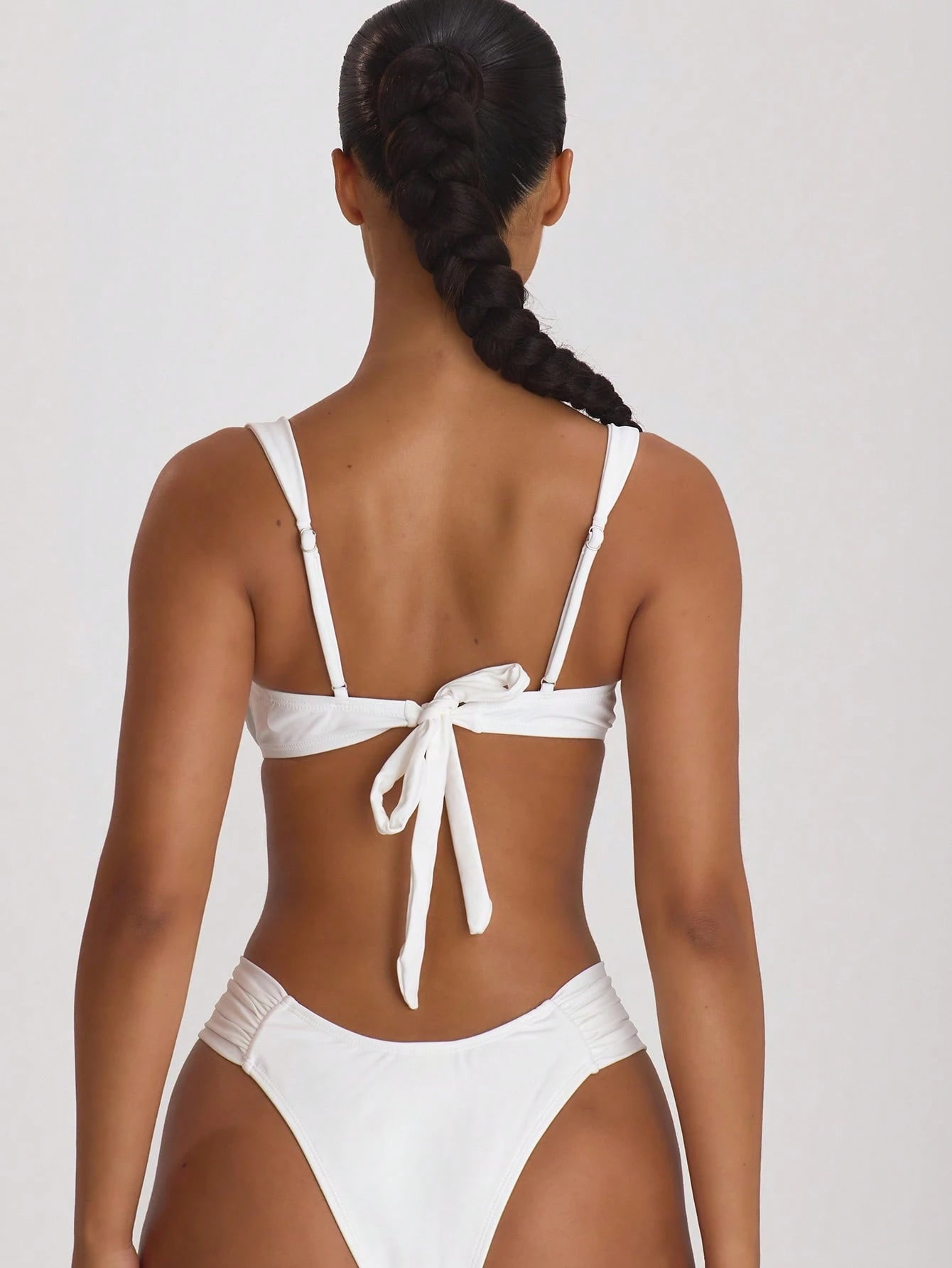 Musera Resort Ruched Side Cheeky Fit Bikini Bottoms Swim Vacation Holiday Summer Travel Beachwear Beach BasicS Wedding Swimwear Solid Colour Resort Core Sexy White