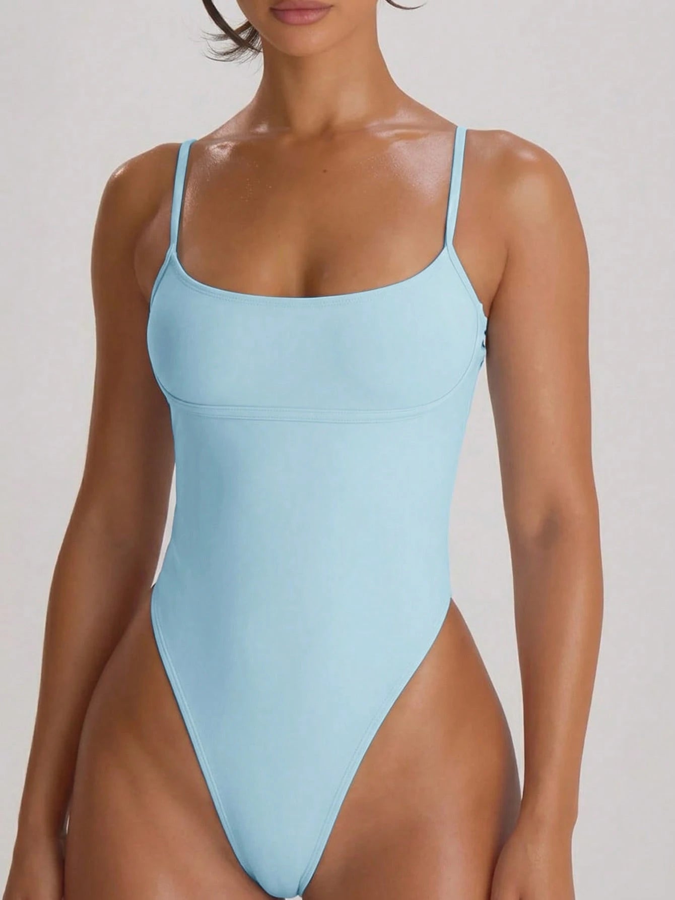 Musera Resort Straight Neck Strappy Binding High Leg Cheeky Swimsuit Bathing Suits Swim Vacation Holiday Summer Travel Beachwear Basics Swimwear Resort Core