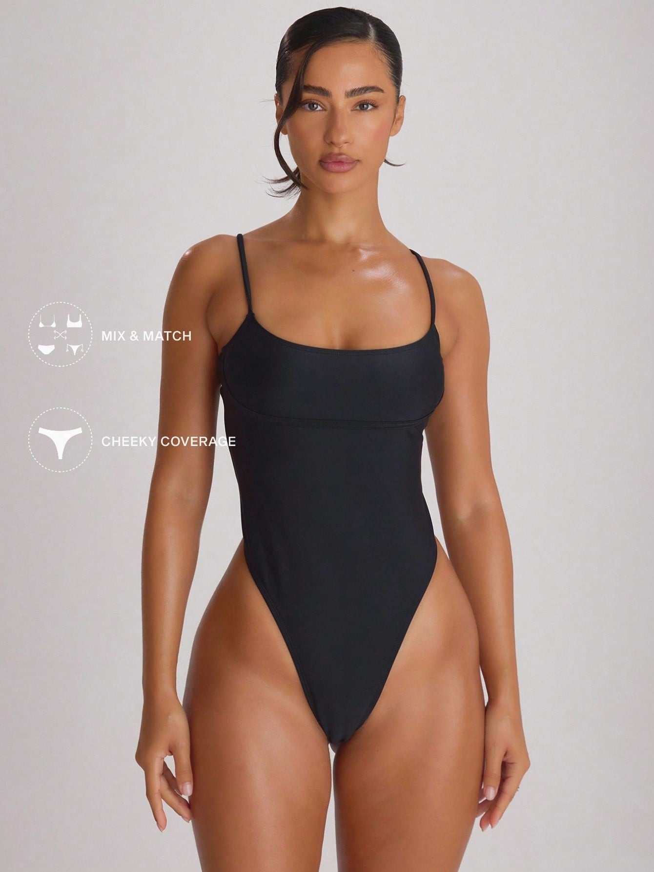 Musera Resort Straight Neck Strappy Binding High Leg Cheeky Swimsuit Bathing Suits Swim Vacation Holiday Summer Travel Beachwear Basics Swimwear Resort Core