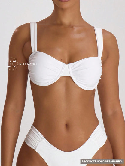 Musera Resort Underwired Ruched Cup Bikini Top Swim Vacation Holiday Summer Travel Beachwear Basics Hen Do Wedding Bridal Bachelorette Resort Core