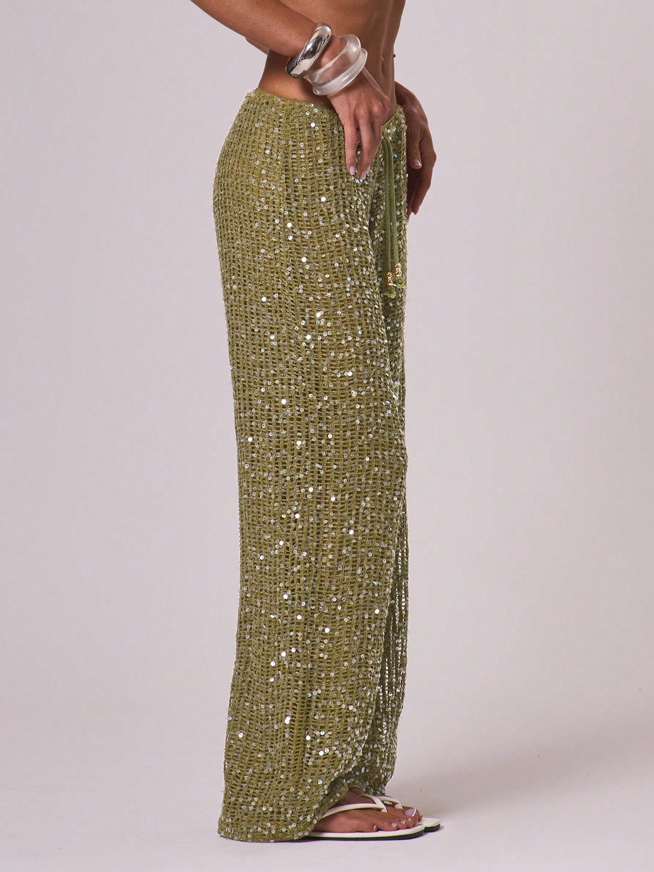 Musera Resort Women Cover Ups Ibiza Boho Vacation Holiday Beach Elegant Summer Sequin Wide Leg Crochet Trouser Spring Carvinal Beachwear Festival