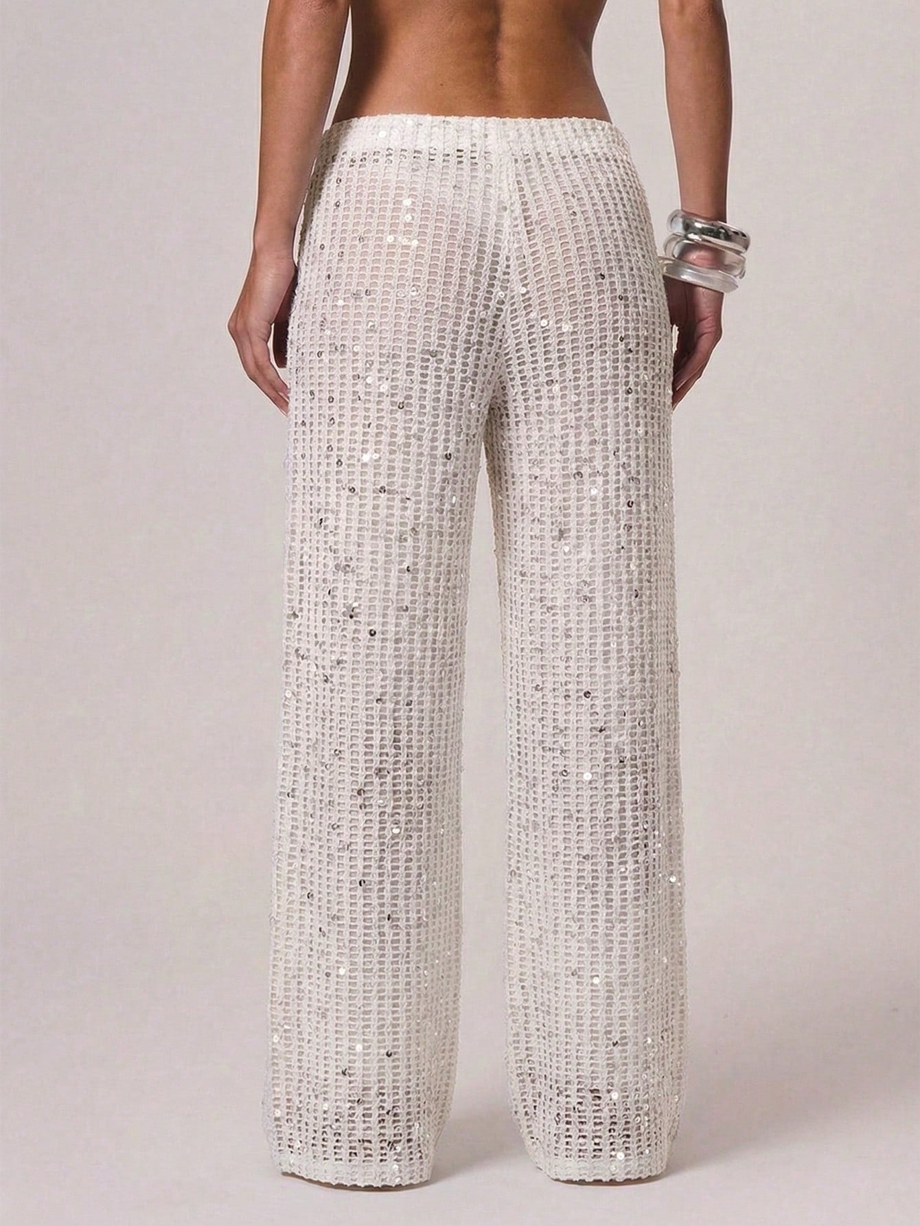 Musera Resort Women Cover Ups Ibiza Boho Vacation Holiday Beach Elegant Summer Sequin Wide Leg Crochet Trouser Spring Carvinal Beachwear Festival