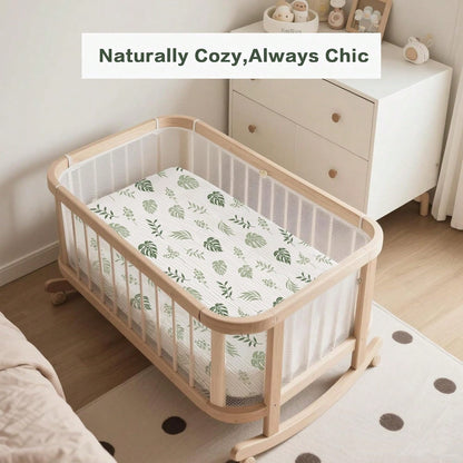 Muslin Bedside Sleeper Bassinet Fitted Sheets, Baby Sheet For Boys & Girls, Soft, Compatible With Baby Delight, Dream On Me, AMKE And Other Rectangle Mattress