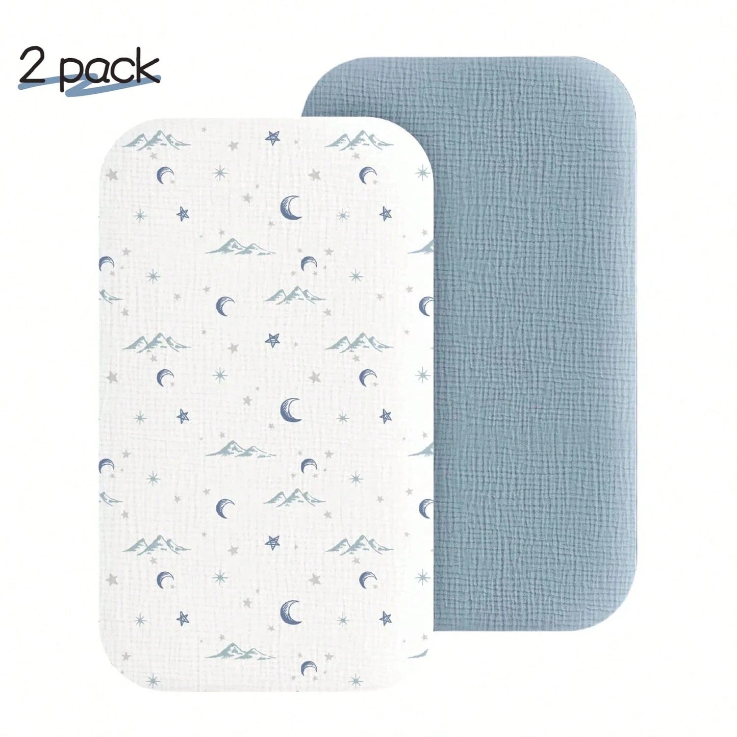 Muslin Bedside Sleeper Bassinet Fitted Sheets, Baby Sheet For Boys & Girls, Soft, Compatible With Baby Delight, Dream On Me, AMKE And Other Rectangle Mattress