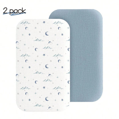 Muslin Bedside Sleeper Bassinet Fitted Sheets, Baby Sheet For Boys & Girls, Soft, Compatible With Baby Delight, Dream On Me, AMKE And Other Rectangle Mattress