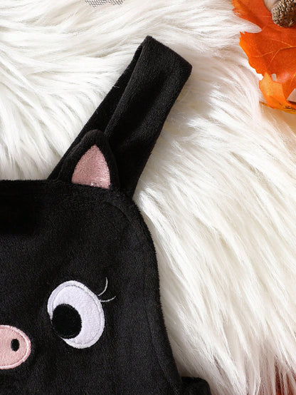 MYVLNA Infant & Toddler Girls Halloween Cute Bat Patchwork Tulle Romper With Pink Bow And Matching Mesh Headband