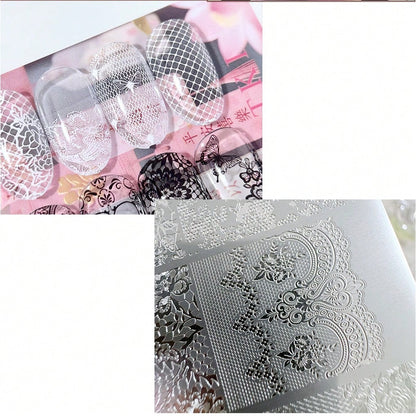 Nail Art Stamping Plate, Beginner Friendly Nail Decoration Template, Lace, Floral, Line Design Transfer Stamping Template, Nail Polish Stamping Mold, Nail Art Stamping Template, Transparent Transfer S