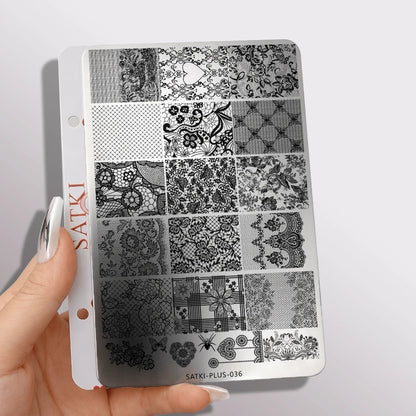 Nail Art Stamping Plate, Beginner Friendly Nail Decoration Template, Lace, Floral, Line Design Transfer Stamping Template, Nail Polish Stamping Mold, Nail Art Stamping Template, Transparent Transfer S