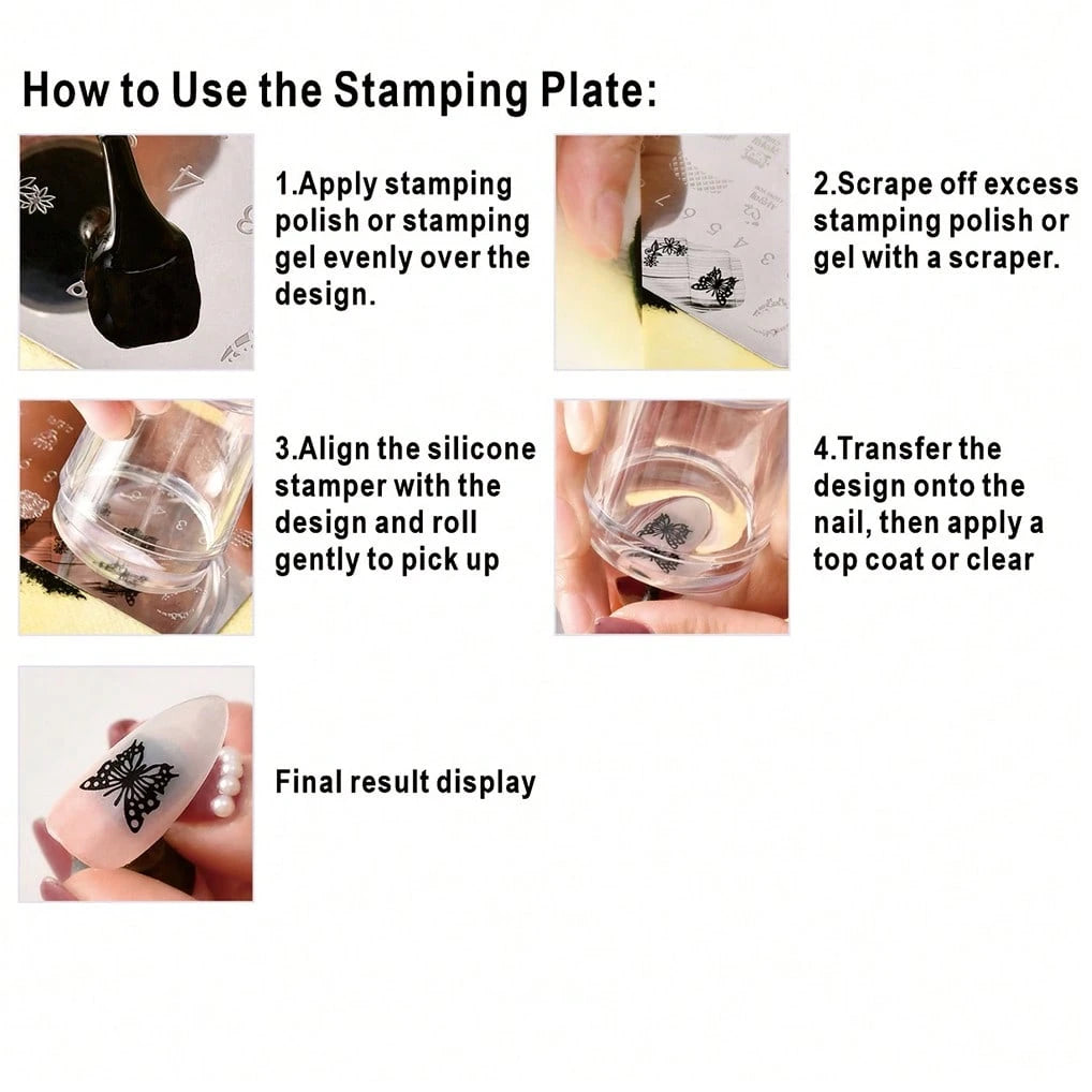 Nail Art Stamping Plate, Beginner Friendly Nail Decoration Template, Lace, Floral, Line Design Transfer Stamping Template, Nail Polish Stamping Mold, Nail Art Stamping Template, Transparent Transfer S