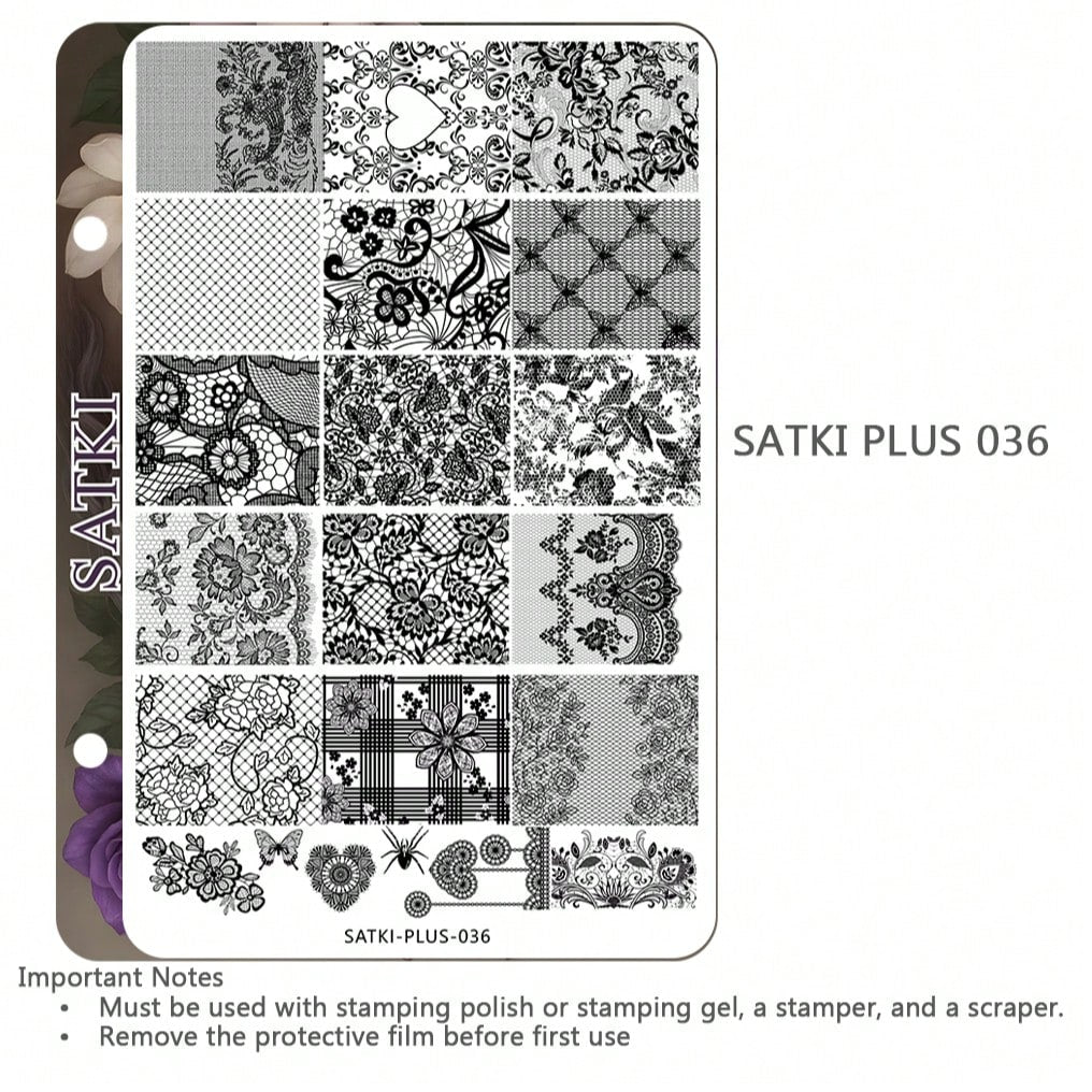 Nail Art Stamping Plate, Beginner Friendly Nail Decoration Template, Lace, Floral, Line Design Transfer Stamping Template, Nail Polish Stamping Mold, Nail Art Stamping Template, Transparent Transfer S