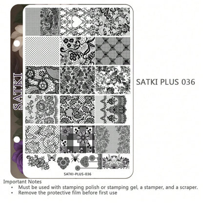 Nail Art Stamping Plate, Beginner Friendly Nail Decoration Template, Lace, Floral, Line Design Transfer Stamping Template, Nail Polish Stamping Mold, Nail Art Stamping Template, Transparent Transfer S