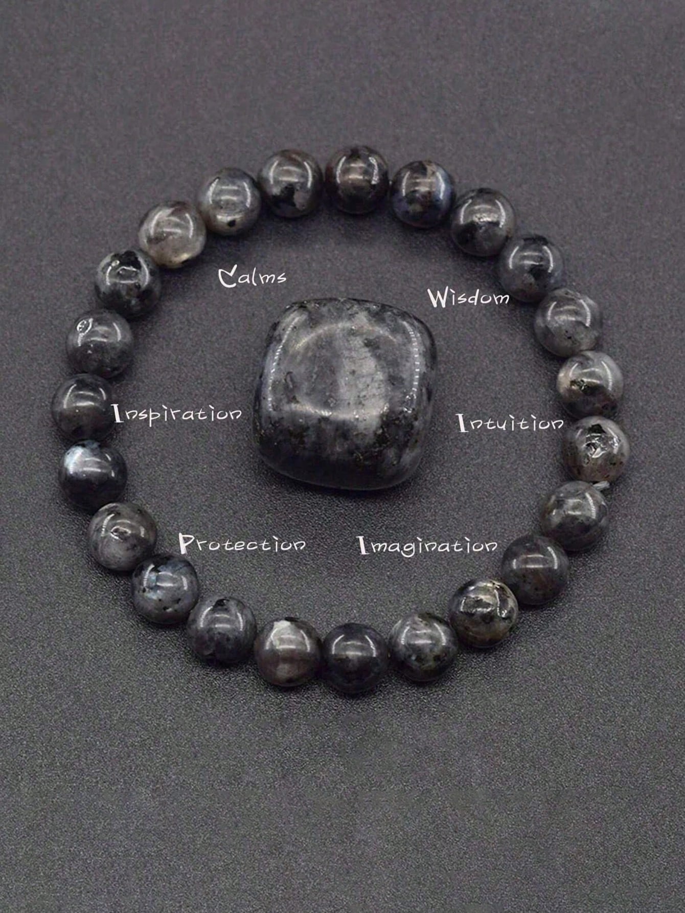 Natural Labradorite Stone Bead Bracelet Men Women Black Flash Stone Bracelet Alleviates Stress Yoga Jewelry Gift