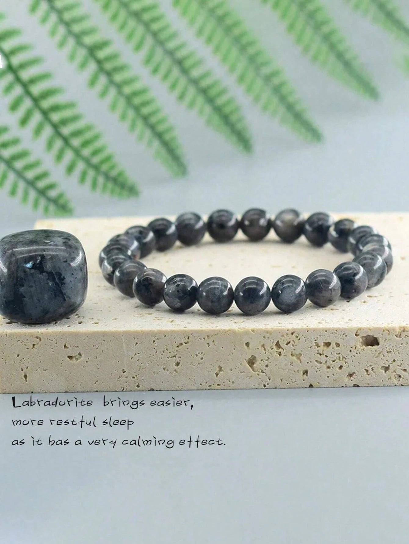 Natural Labradorite Stone Bead Bracelet Men Women Black Flash Stone Bracelet Alleviates Stress Yoga Jewelry Gift