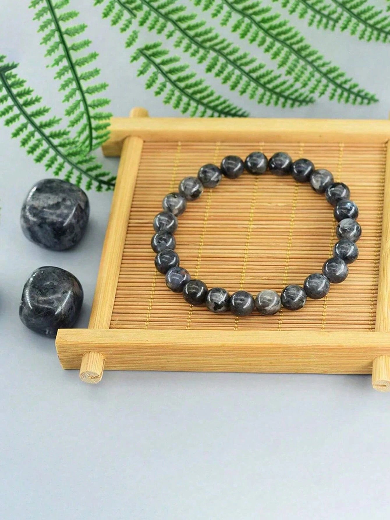 Natural Labradorite Stone Bead Bracelet Men Women Black Flash Stone Bracelet Alleviates Stress Yoga Jewelry Gift