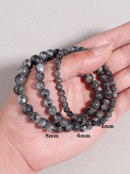 Natural Labradorite Stone Bead Bracelet Men Women Black Flash Stone Bracelet Alleviates Stress Yoga Jewelry Gift