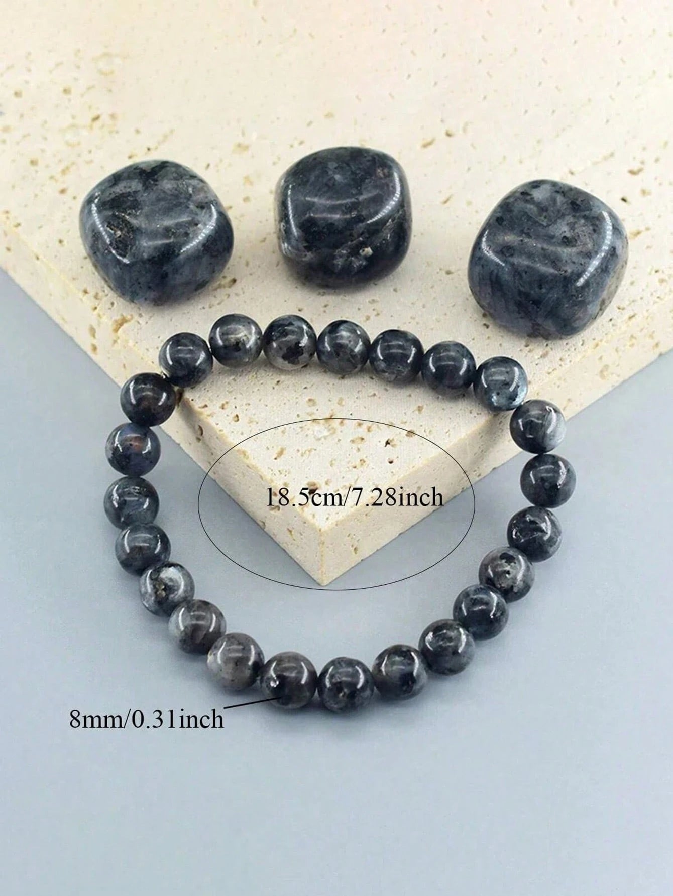 Natural Labradorite Stone Bead Bracelet Men Women Black Flash Stone Bracelet Alleviates Stress Yoga Jewelry Gift