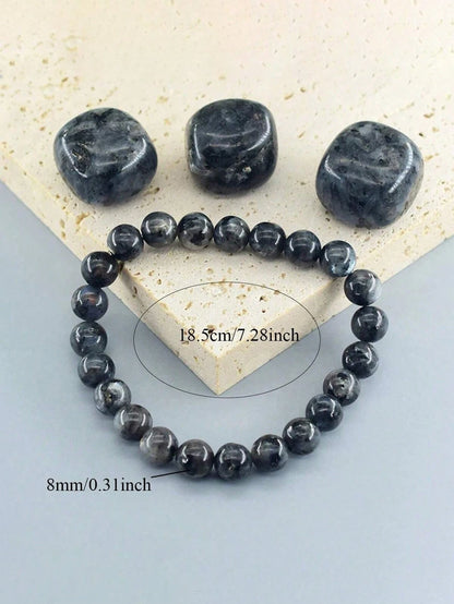 Natural Labradorite Stone Bead Bracelet Men Women Black Flash Stone Bracelet Alleviates Stress Yoga Jewelry Gift