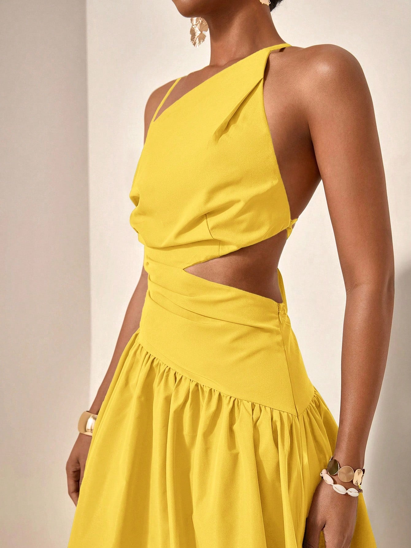 New Arrival Spring/Summer Casual Vacation Asymmetric Hollow-Out Backless Cross-Tied Long Dress,Business Casual Woman