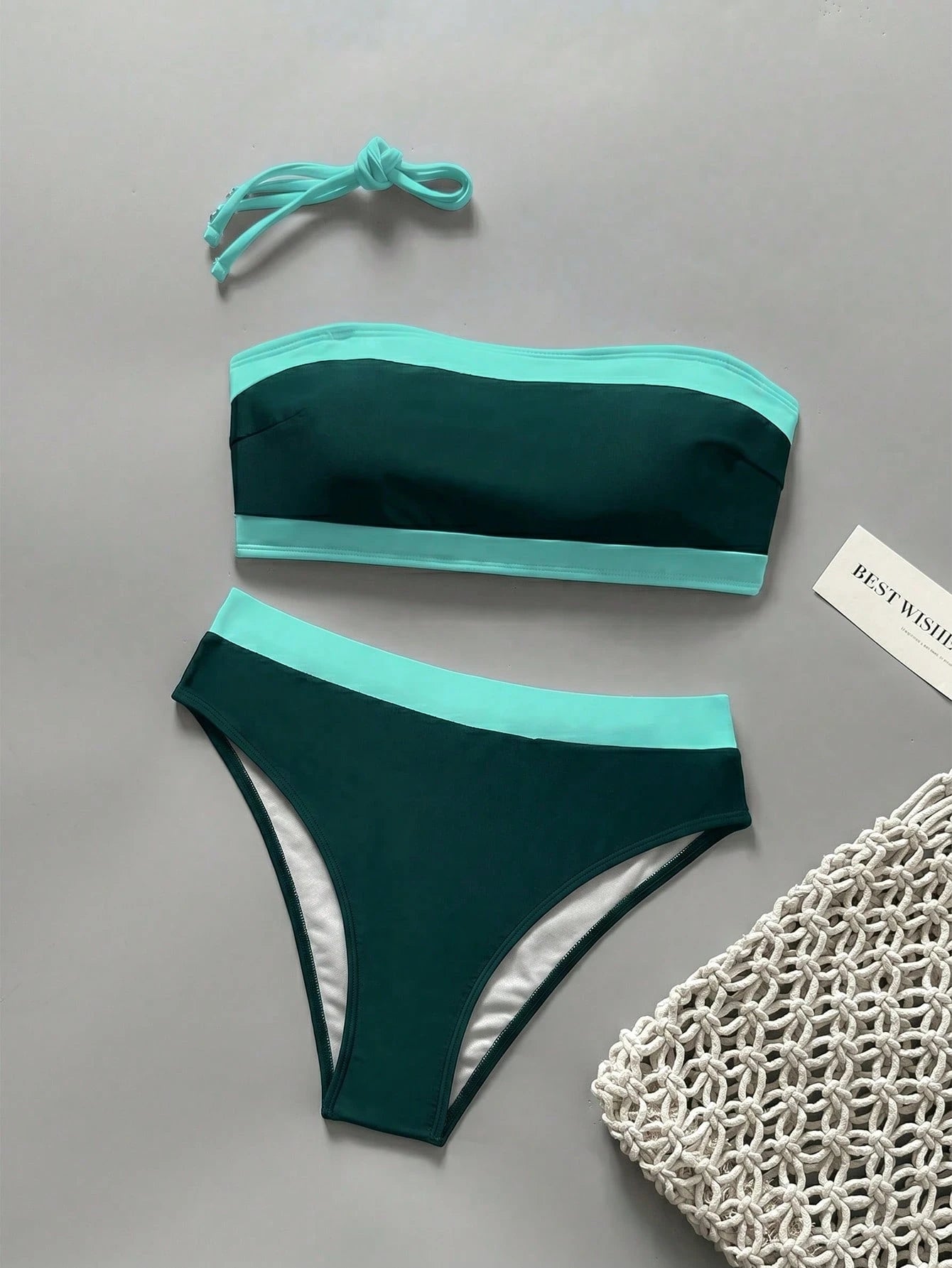 New Fashionable Sexy Solid Color Detachable Strap Strapless Bikini Swimwear For Women, Suitable For Beach, Pool Party, Vacation Summer, Minimalist
